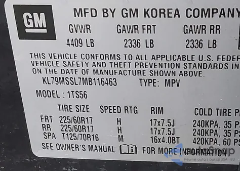 2021 Chevrolet Trailblazer Awd Activ from USA, damaged, VIN KL79MSSL7MB116463